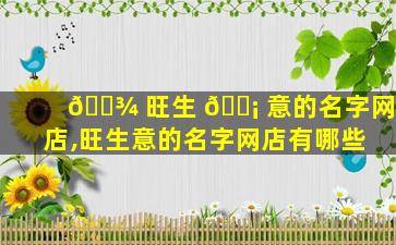 🌾 旺生 🐡 意的名字网店,旺生意的名字网店有哪些